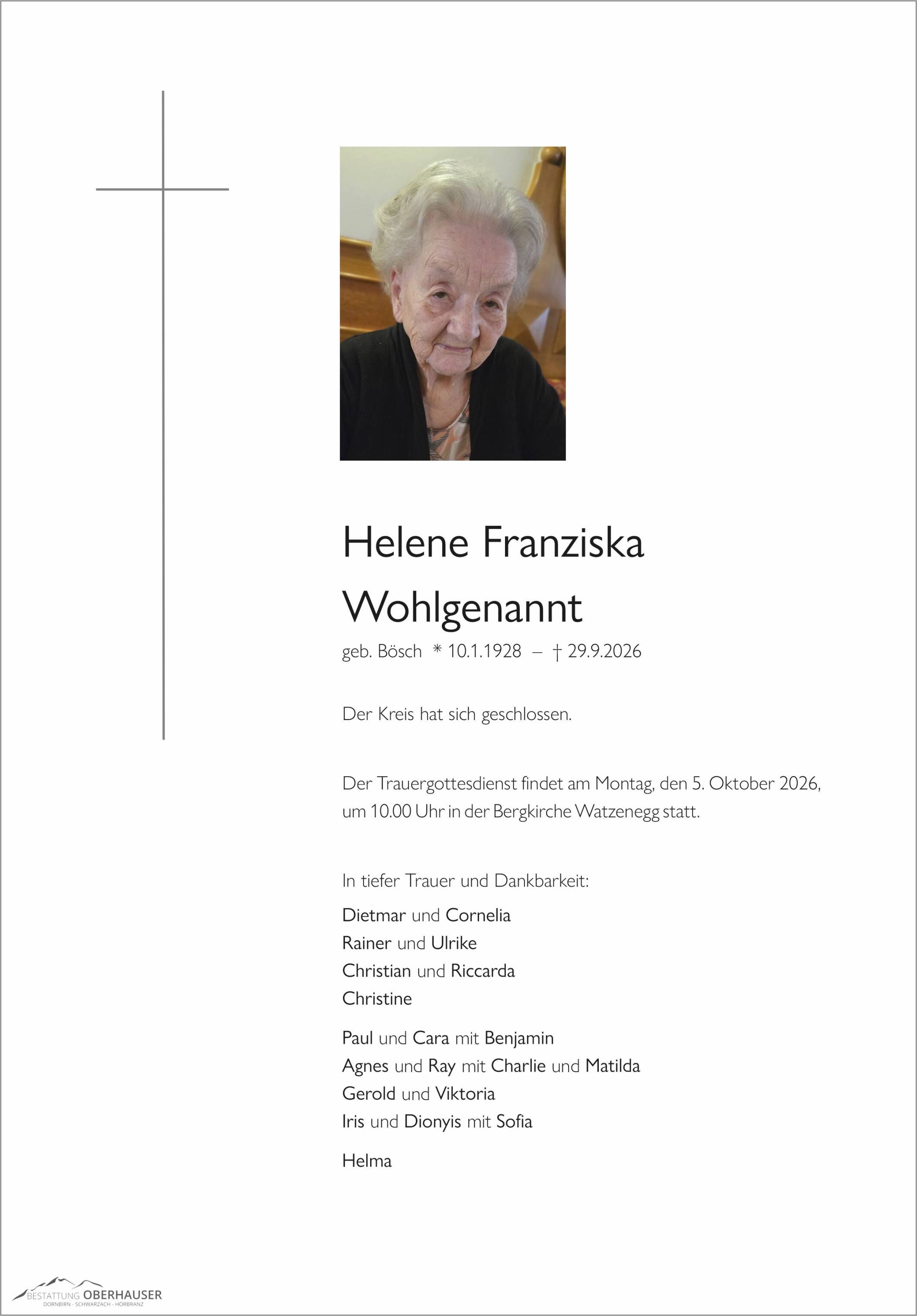 Helene Franziska Wohlgenannt